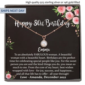 80th Birthday Gift for Women, 80 year old birthday gift, 80th birthday necklace, gift for 80 year old woman, Mom, Grandma, Aunt Personalized