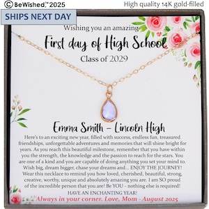 First Day of High School Gift, Birthstone Necklace Class of 2029 Starting High School 1st day of Freshman Gift, Girl Daughter Granddaughter