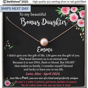 Step Daughter Gift for Step Daughter, Bonus Daughter Gift Necklace Blended Family Stepdaughter Gift daughter of bride Single Pearl Necklace
