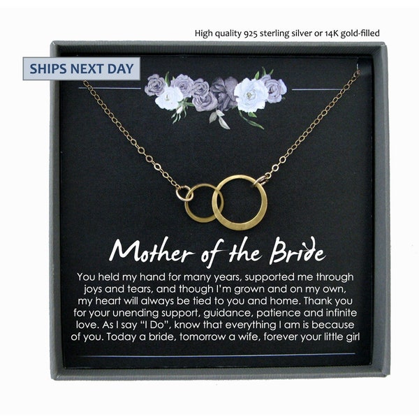 Cadeau pour la mère de la mariée de la fille Collier pour la mère de la mariée de la mariée Collier éternité pour la mère de la mariée Cadeau pour la mère de la mariée de la mariée