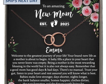First Time Mom Gift, New Mom Gift Jewelry, Gift for New Mom Necklace, New mommy Gift for first Mother's day Personalized EST. 2025 2026 2027