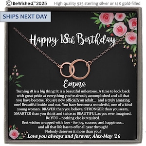18th Birthday Gifts for Girls, Birthday Gift ideas, Gift for 18th Birthday Girl, Eighteenth Birthday Necklace, Personalized Gift