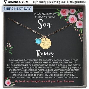 Loss of Son Gift, Son Bereavement Gift, Son Loss Necklace, Sorry for your loss, Son Memorial Gift, condolence gift, In Memory of Son