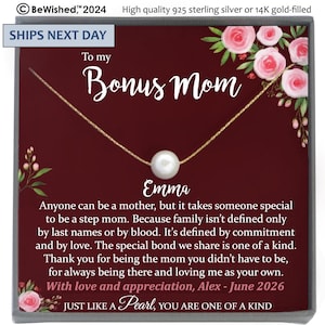 Bonus Mom Gift for Step Mother Gift from Bride, step mom gift for stepmom necklace, step mom wedding gift, Single Pearl Necklace