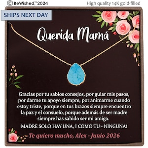 Regalo para Mamá, Madre Necklace, Spanish Mother Birthday, Joyería Para Mamá, Feliz Cumpleaños mama Querida Spanish mother of the bride gift