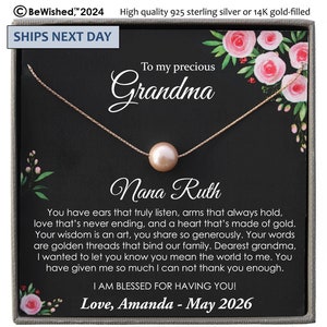 Grandmother Gift Jewelry Grandmother Necklace Gift for Grandma Gift for Grandmother Gift Thank You Grandma Necklace, Personalized Gift