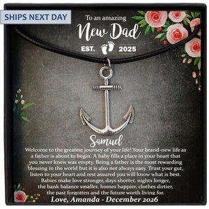 New Dad Gift, First Time Dad Gift, New Father Gift, New Daddy Gift, Expecting Dad Gift, Dad to be Gift, EST 2024 or 2025 Anchor Necklace Men