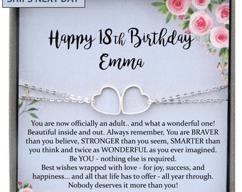 18th Birthday Gifts for Girls - Personalized Heart Bracelet with Meaningful message, Ready to Give Jewelry