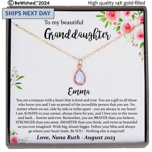 Granddaughter Gift from Grandma, Personalized Granddaughter Necklace, Granddaughter Birthday Gift, Granddaughter Christmas Gift, Bewished
