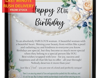 Regalos de ÚLTIMA HORA para el 80 cumpleaños de una mujer, ideas para regalos de cumpleaños, collar de perlas reales de plata de ley 925, regalos para el 80 cumpleaños de una mamá octogésima.