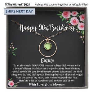 Personalized 90th Birthday Gift for Women, 90 year old Birthday Gift, 90th Birthday Necklace, gift for 90 year old woman