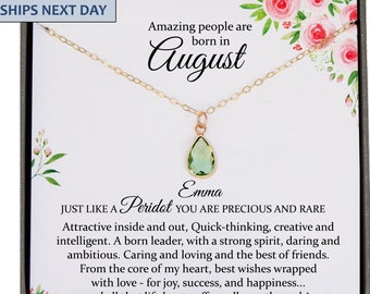 August Birthstone Necklace, Peridot Necklace Gold, August Birthday Gifts, Dainty Necklaces for Women
