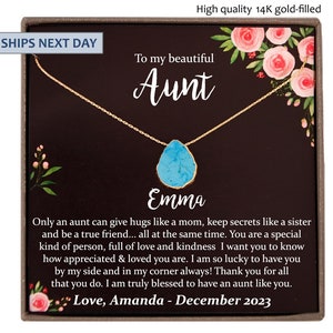 Best Aunt Gift from Niece or Nephew - Personalized Auntie Necklace for Christmas, Birthday, Valentines, Mother's Day or Wedding