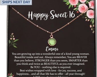 Sweet 16 Gift, 16th Birthday Gift Girl Necklace, Sweet 16 Necklace, Gift for 16 year old Girl, Satellite Chain Necklace, Personalized Gift