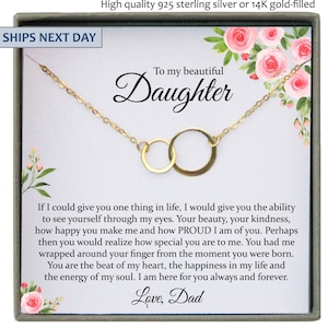 Daughter Gift from Dad Daughter Gifts, Gift from Dad, Father Daughter Gift Dad to Daughter Necklace Personalized with Message Card