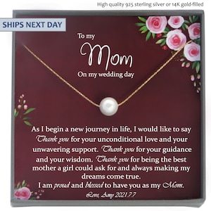 Mother of the Bride Gift from Daughter Mother of the Bride Necklace from Bride Pearl Necklace Mom of Bride Gift To Mom from Bride