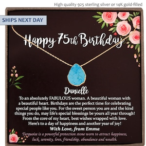 75th Birthday Gift for Women, 75 year old birthday gift, 75th birthday necklace, gift for 75 year old woman, Mom Friend Aunt Grandma Wife