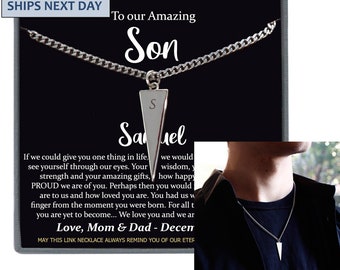 Gifts for Son – Custom Initial Necklace for Men, Personalized Jewelry for Birthday, Christmas, Graduation or Wedding