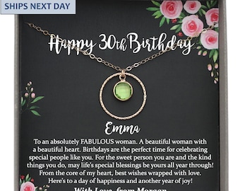 Personalized 30th Birthday Gift for Women, Birthstone Necklace, 30 Birthday Gift for her, 30 years old Custom Birthday Gift Friend Daughter