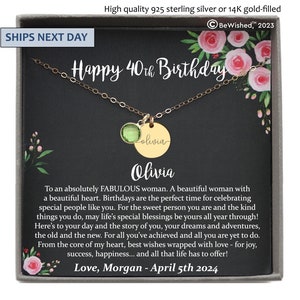 40th Birthday Gifts for Women, Custom Name Necklace, Daughter 40th Birthday Gift for 40 Years old, Bewished Gifts