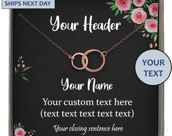 Personalized Gifts for Women, Interlocking Circle Necklace with Personalized Cards, Custom text and Jewelry, Personalized Christmas Gifts