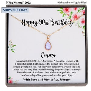 90th Birthday Gift for Women Friend, 90 Year Old Birthday Gift, 90th Birthday Necklace, Gift for 90 Year Old Woman Personalized Gift for Her