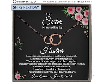 Sister of the Bride Gift Necklace, Sister Wedding Gift from Bride to Sister rehearsal dinner Gift to Sister on Wedding Day