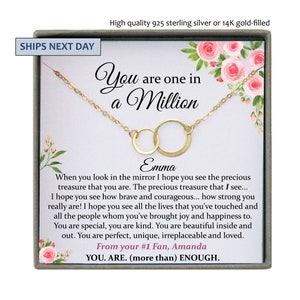 You Are Enough Necklace, Affirmation Necklace, Encouragement Gift, Motivational Gift, You&#39;re One in a Million Mindfulness Gift
