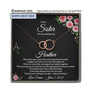 Sister of the Bride Gift Necklace, Sister Wedding Gift from Bride to Sister rehearsal dinner Gift to Sister on Wedding Day