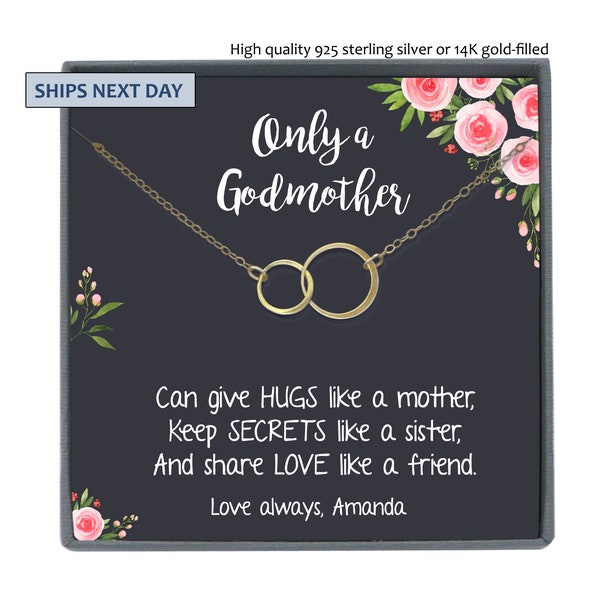 Godmother Gift Necklace Godmother Necklace, Baptism Gift for Godmother Card Thank you gift for God Mother Gift Jewelry