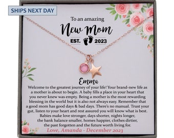 Rose Gold Necklace First Time Mom Gift, New Mom Gift Jewelry, Gift for New Mom Necklace, New mommy Gift for Baby Shower gift, Bewished