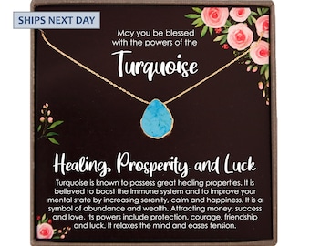 Turquoise Necklaces for Women -  14k Gold filled or 925 Sterling Silver Blue Gemstone Boho Jewelry, December Birthstone