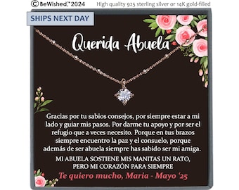 Abuela Necklace, Abuela Gift, Abuela Jewelry Gifts for Abuela, Abuelita Gifts, Spanish Grandma Gift, Personalized