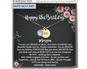 18th Birthday Gift for Girls – Custom Initial or Name Necklace, Personalized Jewelry for Her Eighteenth Birthday, Bewished Gifts