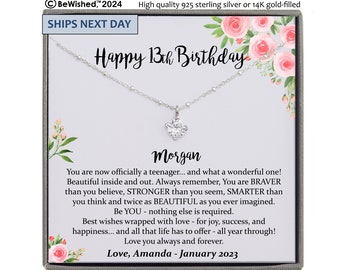 13th Birthday Girl, 13th Birthday Gift, CZ Diamond Necklace Official Teenager, Thirteenth Birthday Necklace Gift for 13 Year Old Girl Gifts