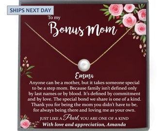 Bonus Mom Gift for Step Mother Gift from Bride, step mom gift for stepmom necklace, step mom wedding gift, Single Pearl Necklace