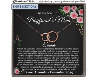 Boyfriends Mom Gift - Infinity Necklace with Personalized Poem. Meaningful Jewelry for Holiday, Christmas, Birthday or Mother's Day.