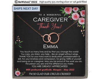 Caregiver Gift - Personalized Infinity Necklace • Thank you and Appreciation, Birthday, Retirement, Holidays and Special Occasions