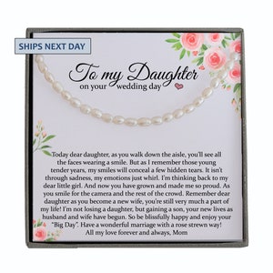 Bride Gift from Mom to Daughter on Wedding Day gift for Daughter on wedding day from Mother to Daughter Wedding, Real Pearl