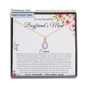 Boyfriends Mom Gift, Gifts for Boyfriend&#39;s Mom, To My Boyfriends Mom Necklace, For Boyfriends Mom Christmas Gift, Mother&#39;s Day Birthday Gift
