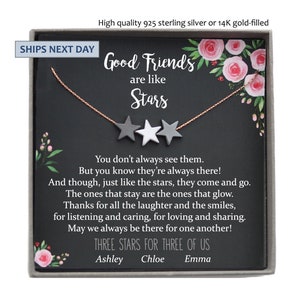 3 Best Friend Necklace, Friendship Necklace for 3 Friends Necklace, Happy Birthday Friend Gift, Three friends gifts, gift for 3 friends