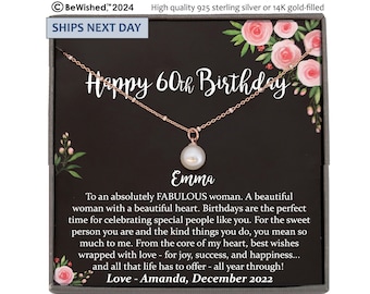 60th Birthday Gifts for Women - Personalized Necklace for Mom, Wife, Grandma, Aunt or Friend