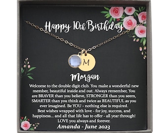 10th Birthday Girl, 10th Birthday Gift, Tenth Birthday Necklace, Gift for 10 Year Old Girl Gifts, Custom Initial or Name Double Digits Bday