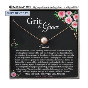Encouragement Gifts, Grit and Grace, No Grit No Pearl Warrior Necklace Inspirational Gifts Strength Necklace Sobriety Recovery Breast Cancer