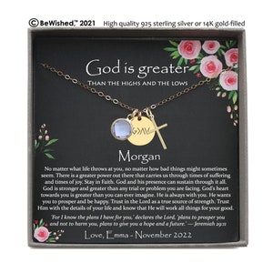 God is Greater than the Highs and Lows Necklace, Christian Encouragement gift, Sympathy Gift Necklace, Uplifting Gifts for Women, Disc