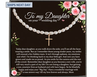Bride Gift from Mom to Daughter on Wedding Day gift for Daughter on wedding day from Mother to Daughter Wedding, Real Pearl Necklace