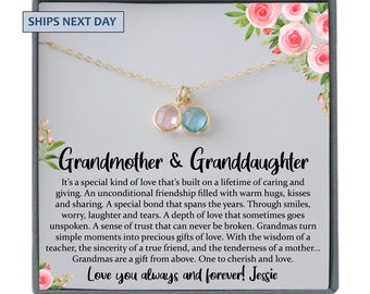 Birthstone Necklace for Grandma Necklace, Birthstone Necklace Grandmother Gift for Grandma Gift, Personalized Grandma Necklace Mothers Day