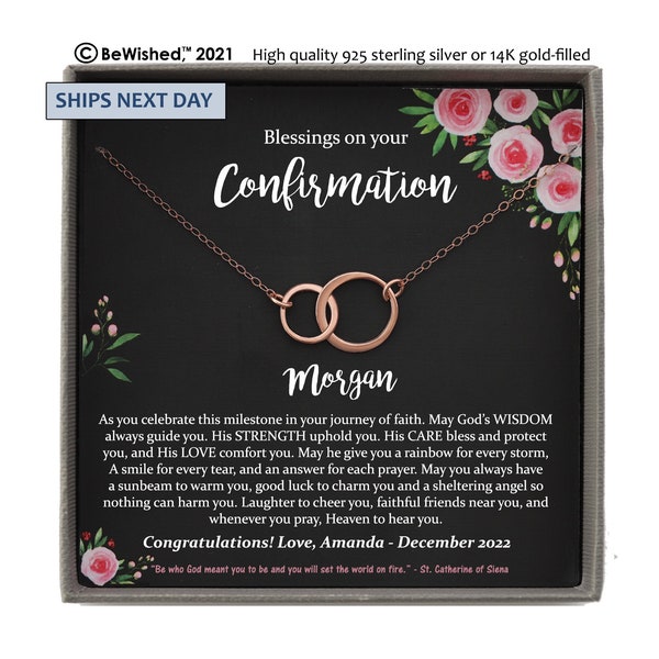 Confirmation Gifts for Girls, Personalized Gifts for Her, Eternity Necklace with Meaningful Message, Confirmation Necklace with Name
