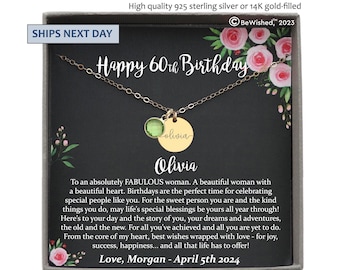 60th Birthday Gifts for Women Jewelry, Custom Name Necklace for 60th Birthday Gifts for 60 Years old, 60th Birthday Necklace, Bewished Gifts