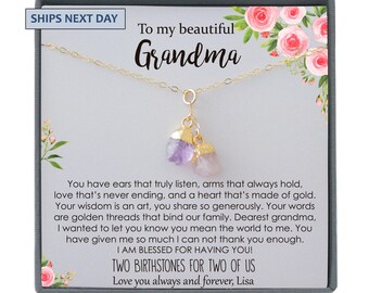Birthstone Necklace for Grandma Necklace, Birthstone Necklace Grandmother Gift for Grandma Gift, Personalized Grandma Necklace Mothers Day